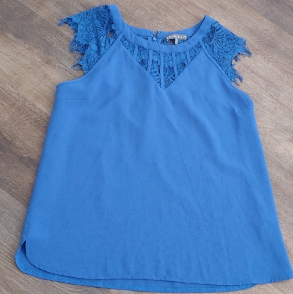 Blue Lace Trim Women's Top